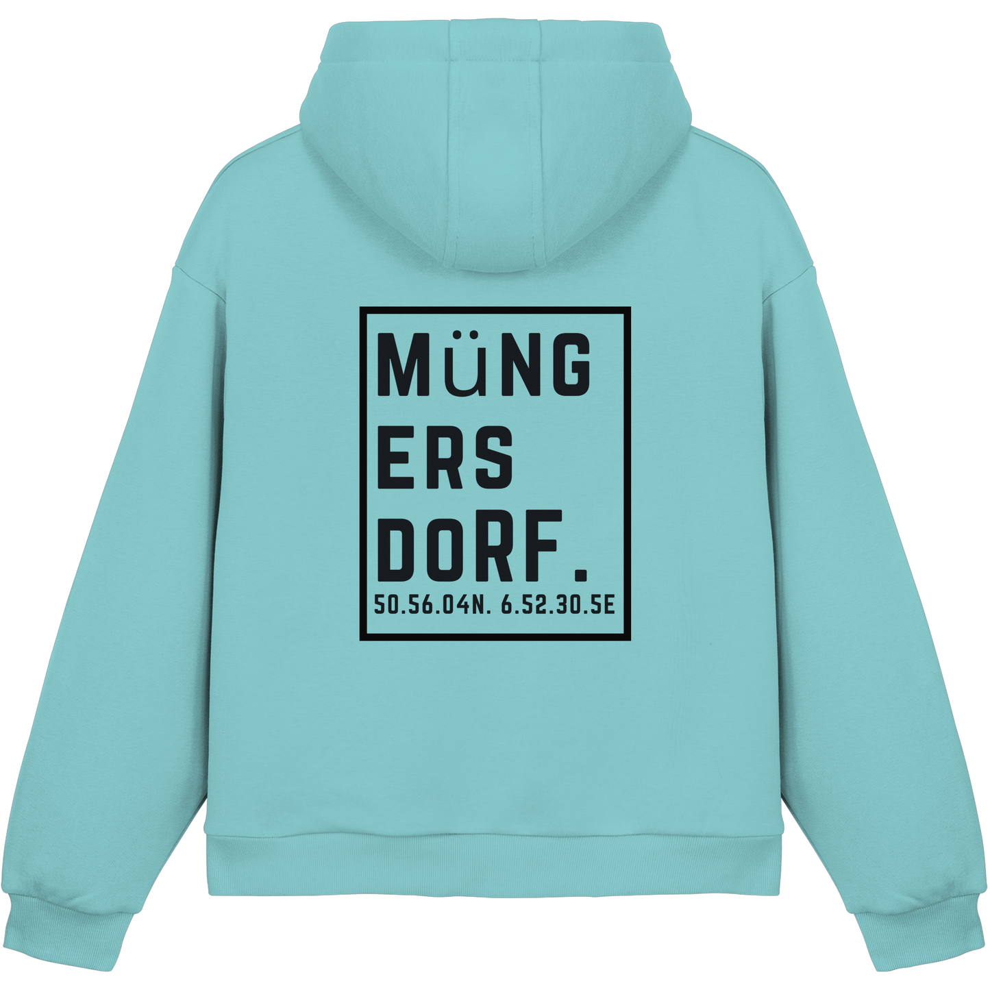 Müngersdorf Koordinaten (großer Druck auf dem Rücken) - Fluffy Boxcut Hoodie