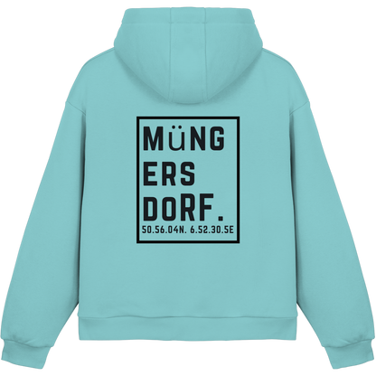 Müngersdorf Koordinaten (großer Druck auf dem Rücken) - Fluffy Boxcut Hoodie