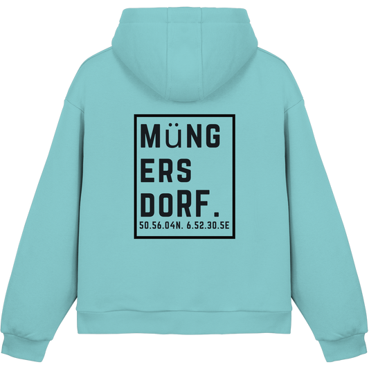 Müngersdorf Koordinaten (großer Druck auf dem Rücken) - Fluffy Boxcut Hoodie
