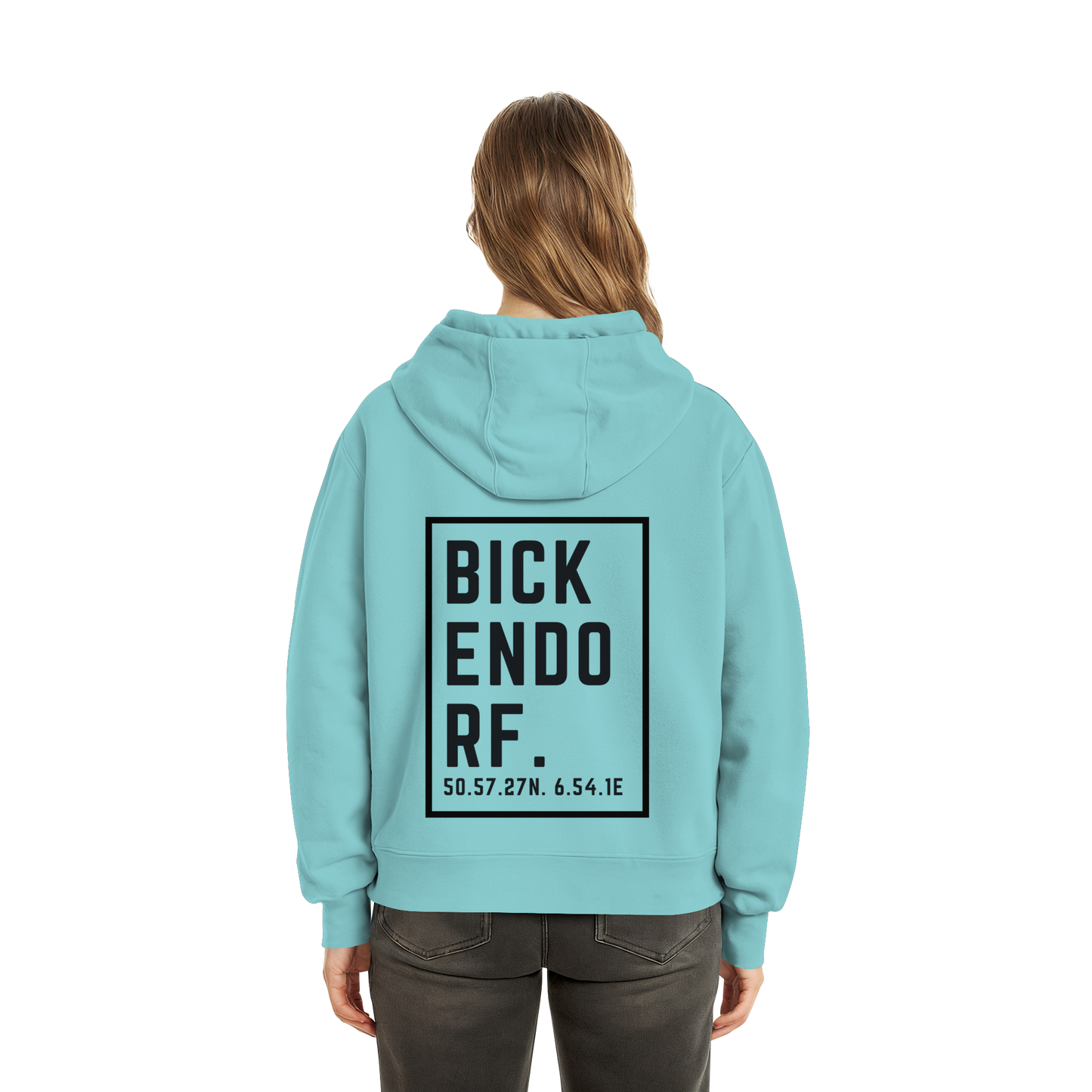 Bickendorf Koordinaten (großer Druck auf dem Rücken) - Fluffy Boxcut Hoodie