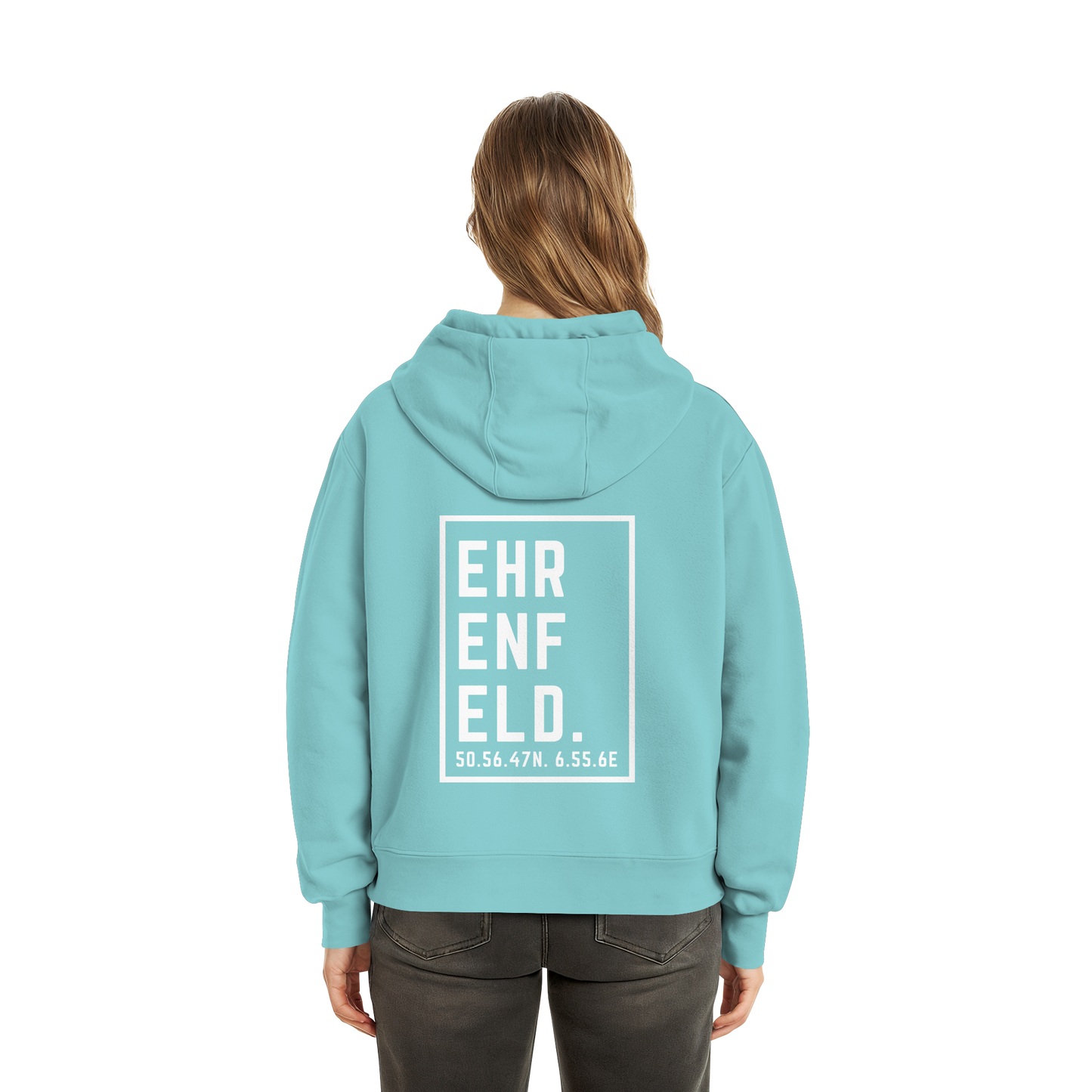 Ehrenfeld Koordinaten (großer Druck auf dem Rücken) - Fluffy Boxcut Hoodie