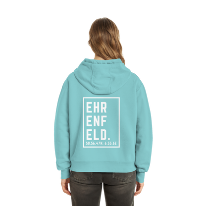Ehrenfeld Koordinaten (großer Druck auf dem Rücken) - Fluffy Boxcut Hoodie