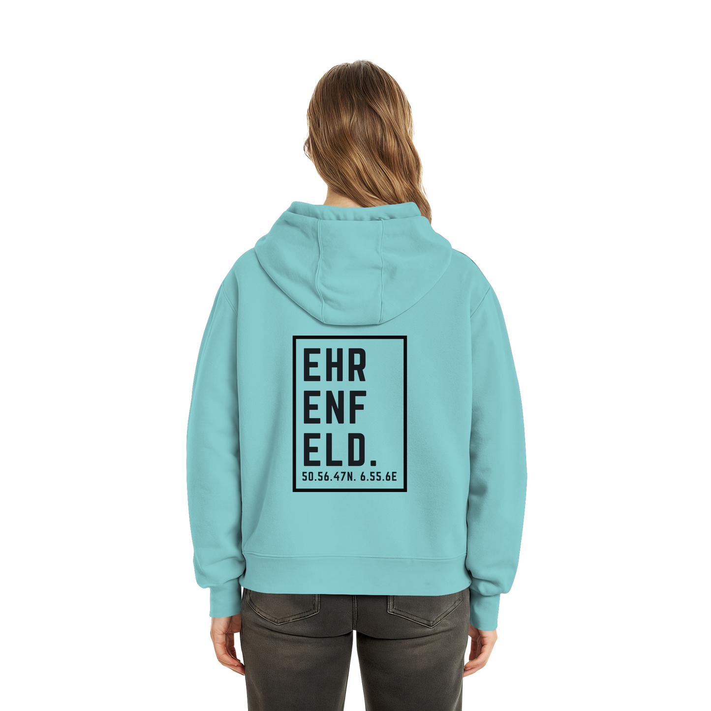 Ehrenfeld Koordinaten (großer Druck auf dem Rücken) - Fluffy Boxcut Hoodie