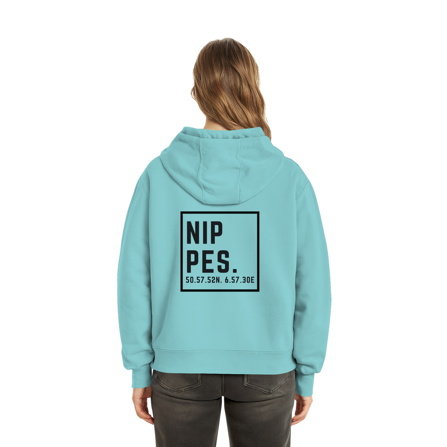 Nippes Koordinaten (großer Druck auf dem Rücken) - Fluffy Boxcut Hoodie
