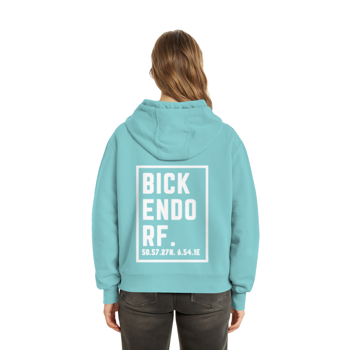 Bickendorf Koordinaten (großer Druck auf dem Rücken) - Fluffy Boxcut Hoodie