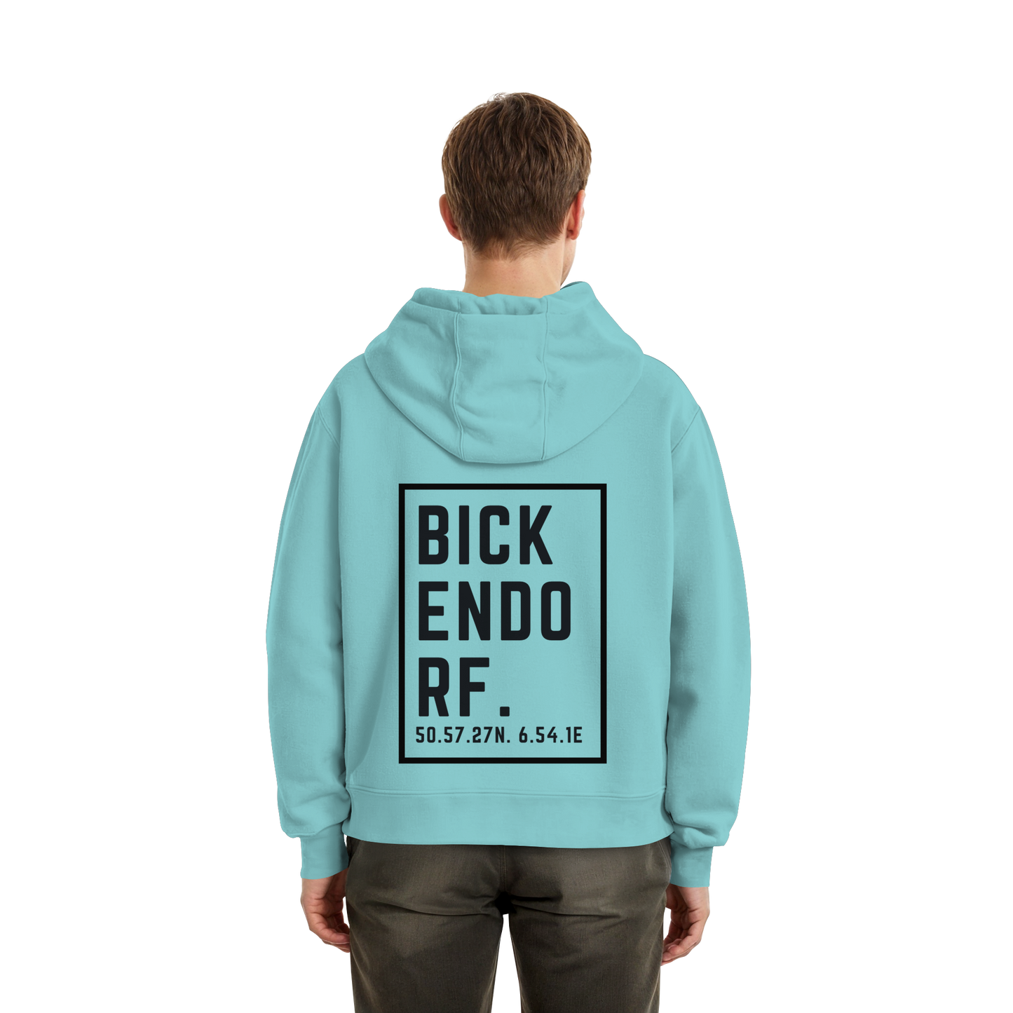 Bickendorf Koordinaten (großer Druck auf dem Rücken) - Fluffy Boxcut Hoodie