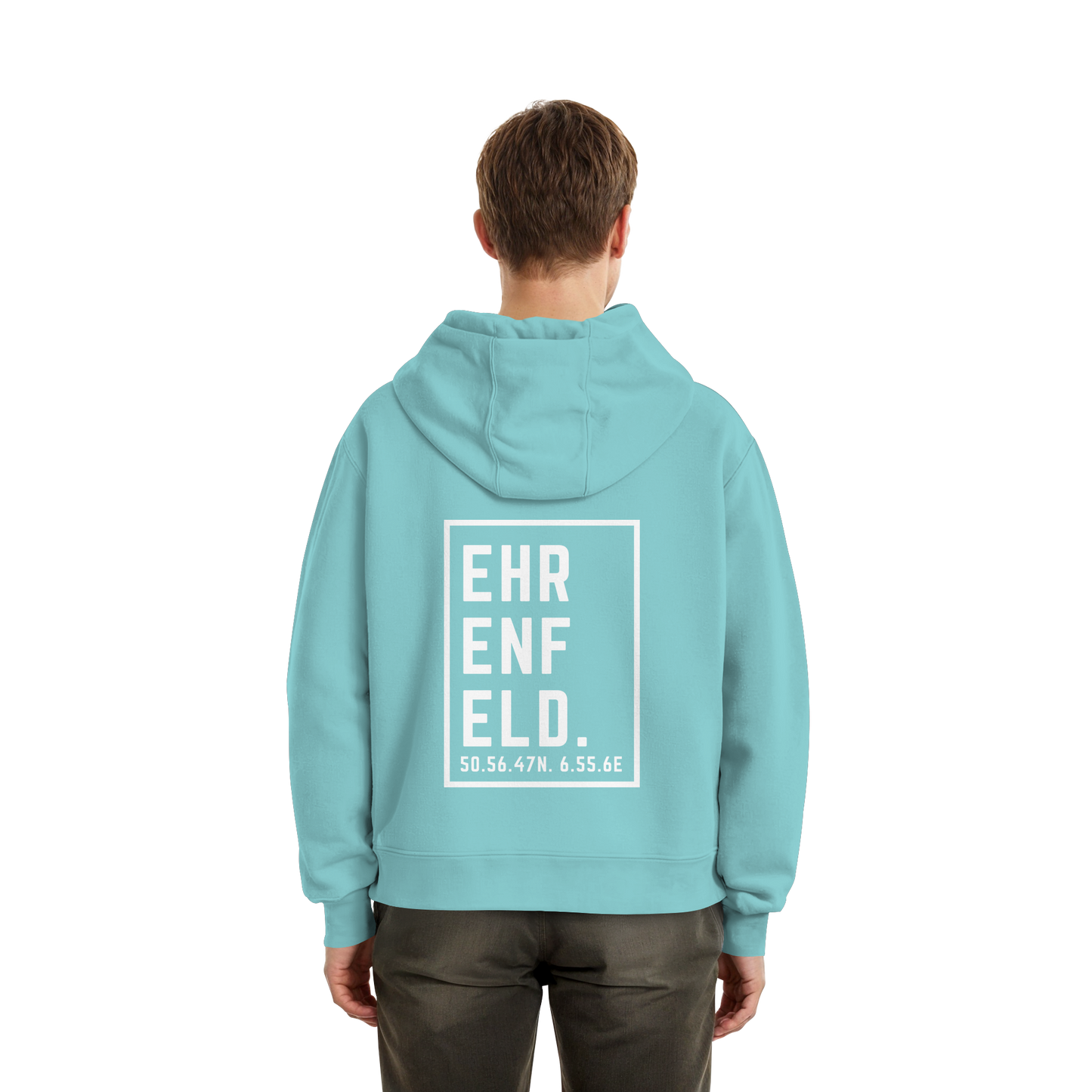 Ehrenfeld Koordinaten (großer Druck auf dem Rücken) - Fluffy Boxcut Hoodie
