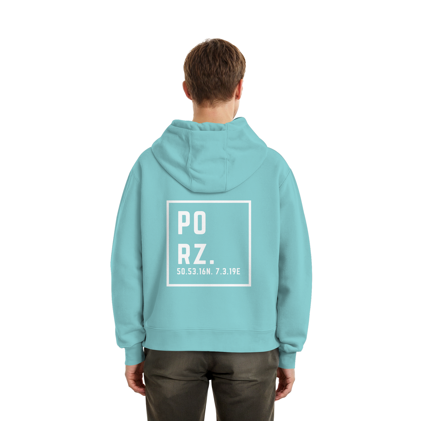 Porz Koordinaten (großer Druck Rücken) - Fluffy Boxcut Hoodie