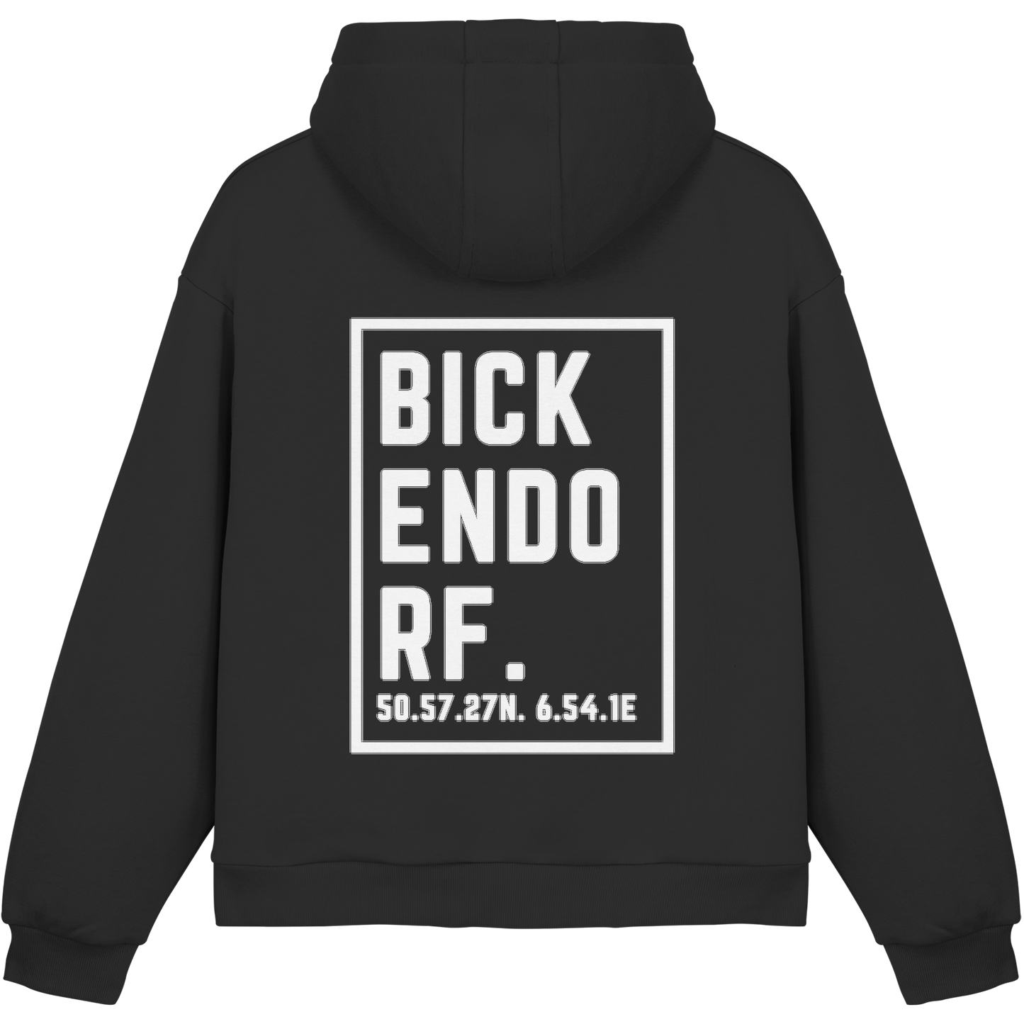 Bickendorf Koordinaten (großer Druck auf dem Rücken) - Fluffy Boxcut Hoodie