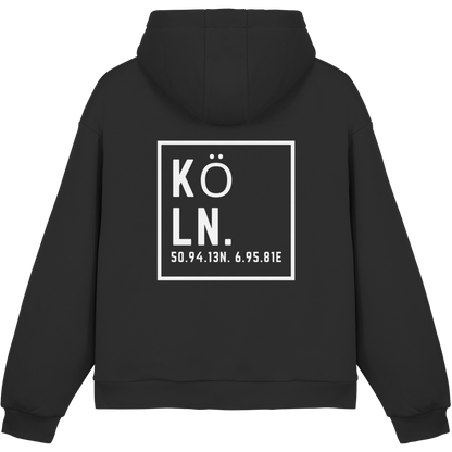 Köln Koordinaten (großer Druck auf dem Rücken) - Fluffy Boxcut Hoodie