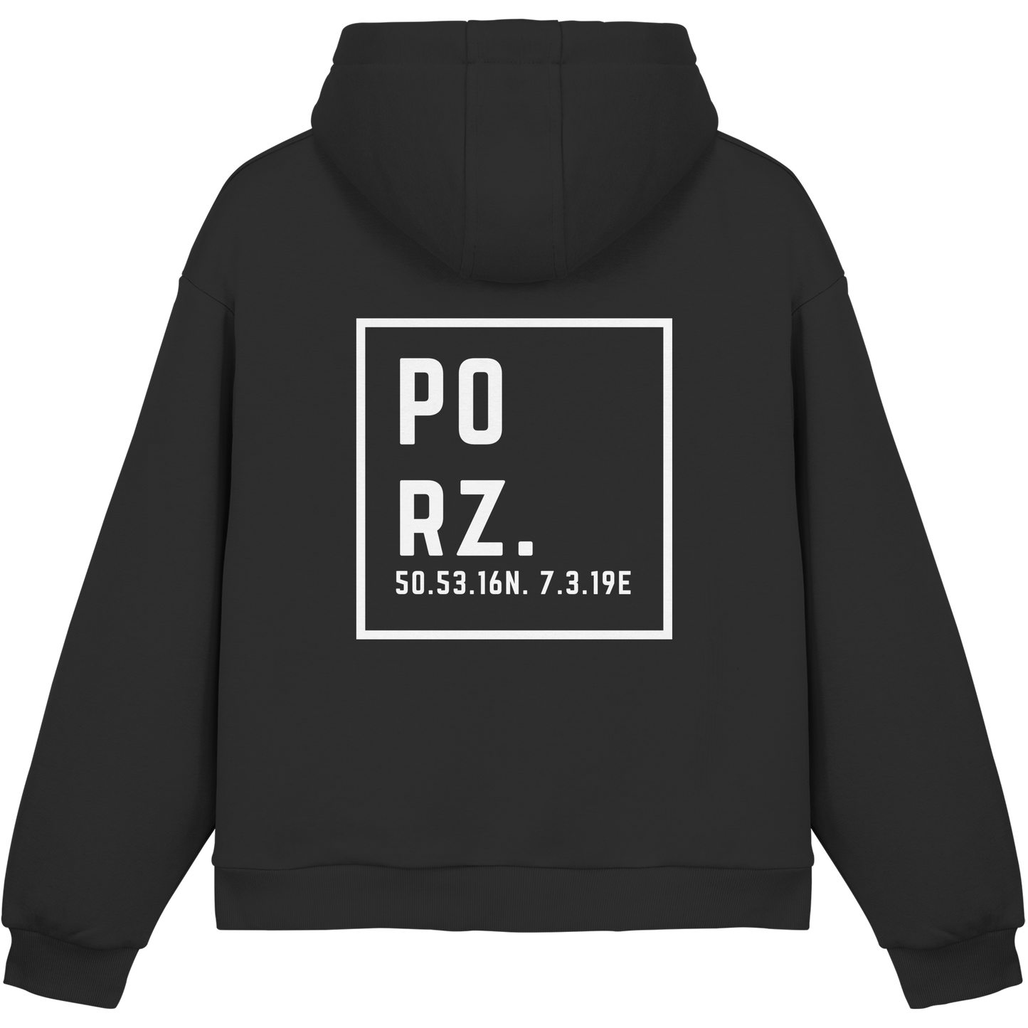 Porz Koordinaten (großer Druck Rücken) - Fluffy Boxcut Hoodie