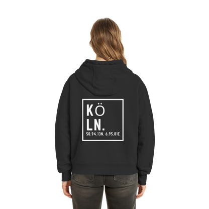 Köln Koordinaten (großer Druck auf dem Rücken) - Fluffy Boxcut Hoodie