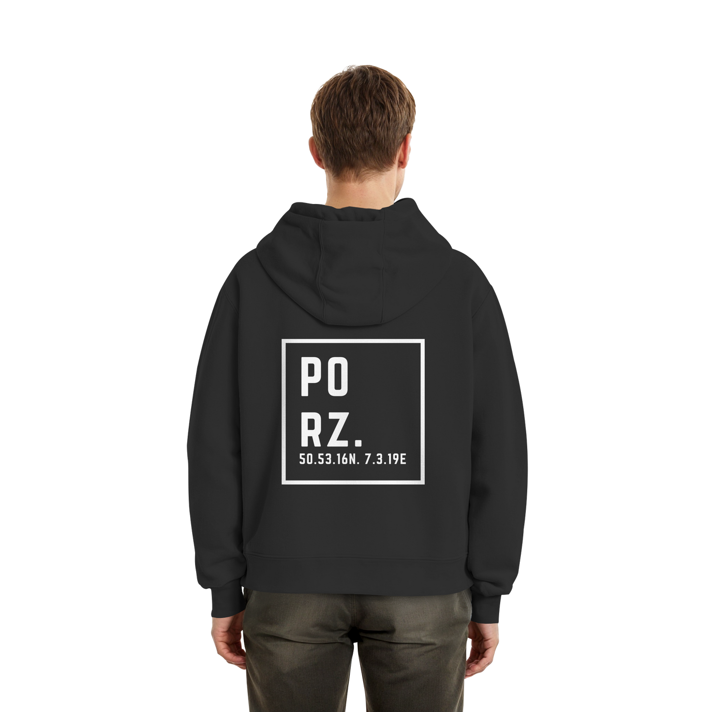 Porz Koordinaten (großer Druck Rücken) - Fluffy Boxcut Hoodie