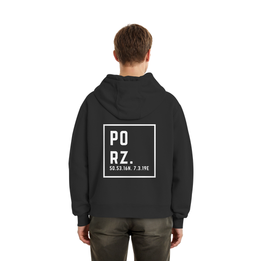 Porz Koordinaten (großer Druck Rücken) - Fluffy Boxcut Hoodie