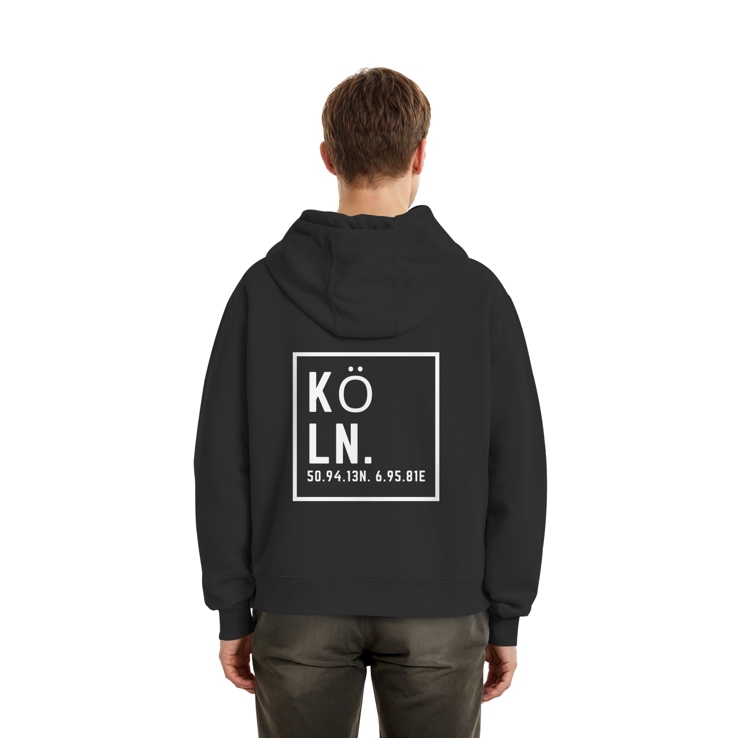 Köln Koordinaten (großer Druck auf dem Rücken) - Fluffy Boxcut Hoodie