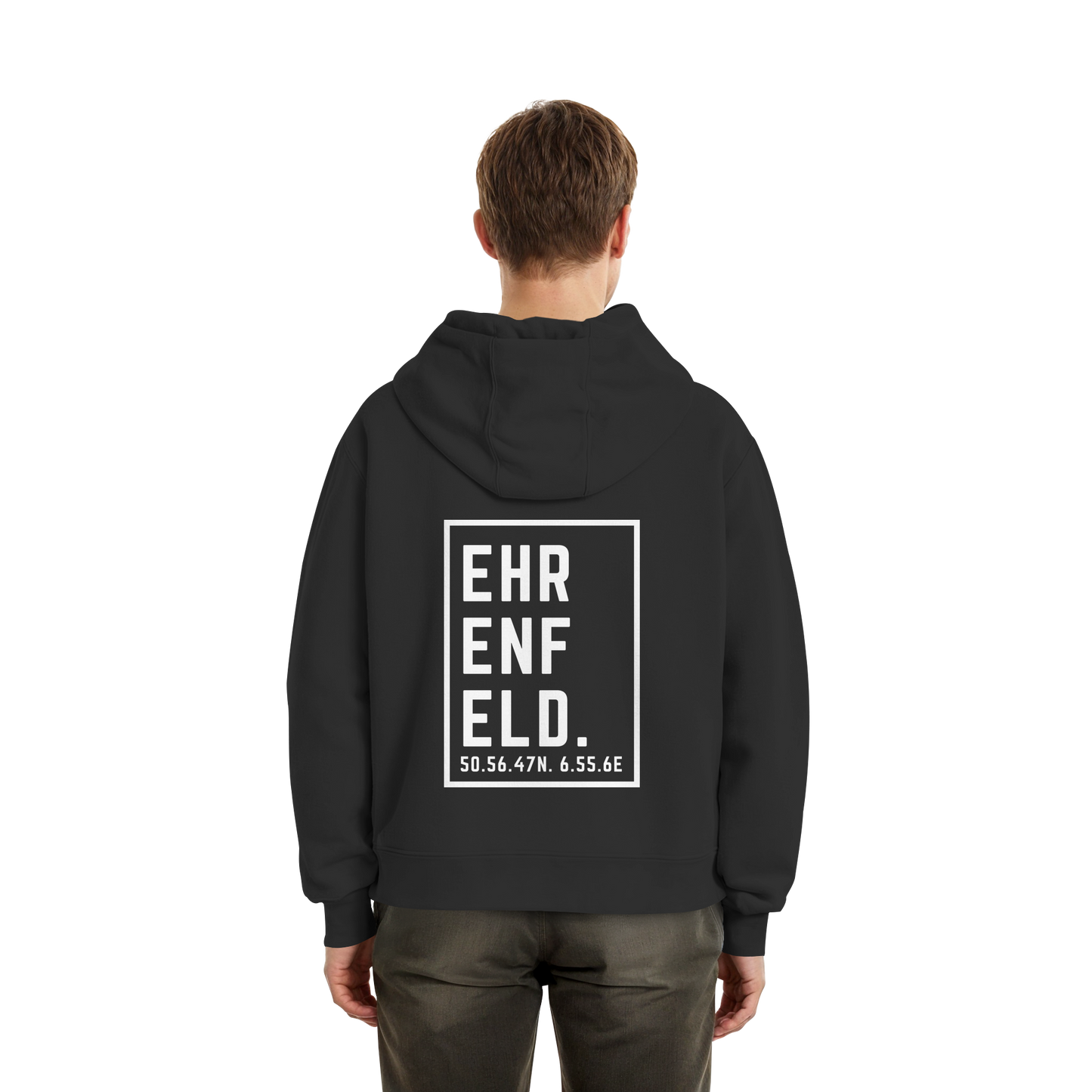 Ehrenfeld Koordinaten (großer Druck auf dem Rücken) - Fluffy Boxcut Hoodie