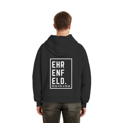 Ehrenfeld Koordinaten (großer Druck auf dem Rücken) - Fluffy Boxcut Hoodie