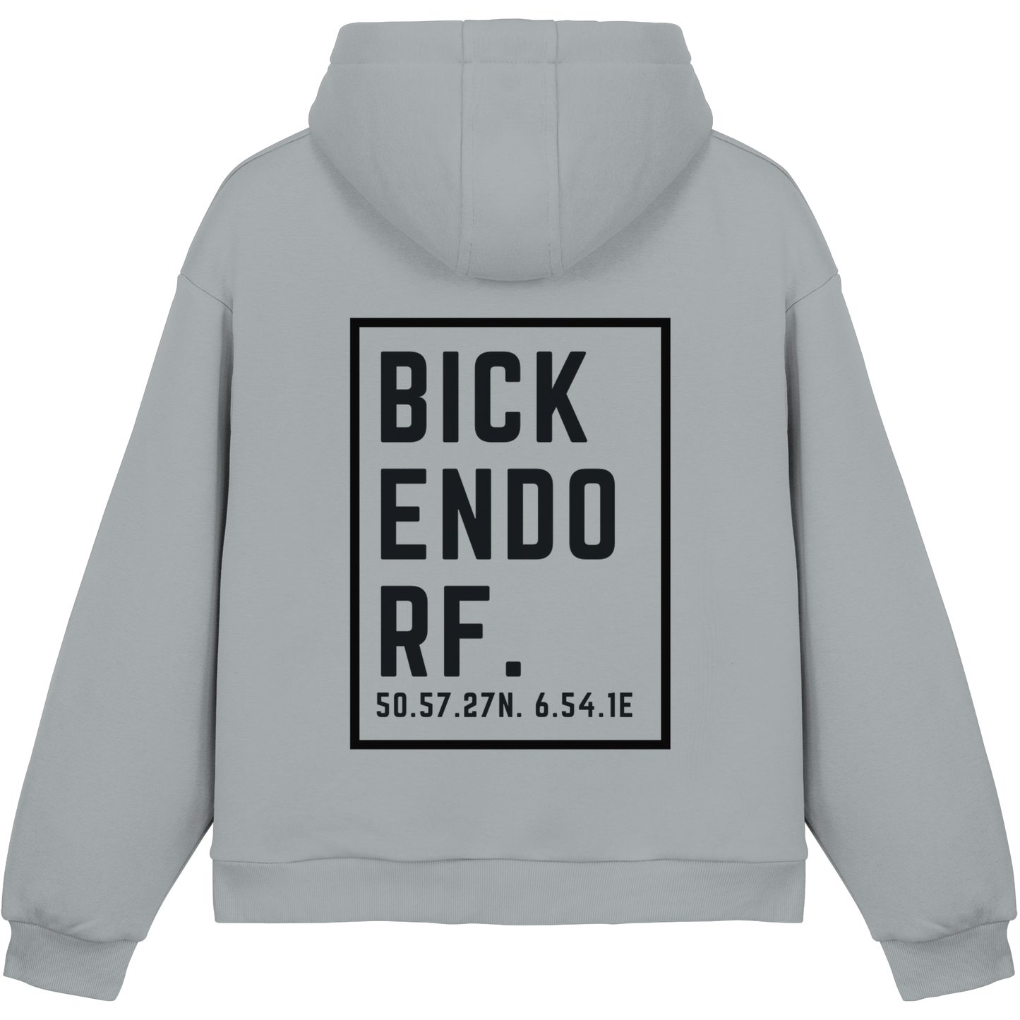 Bickendorf Koordinaten (großer Druck auf dem Rücken) - Fluffy Boxcut Hoodie