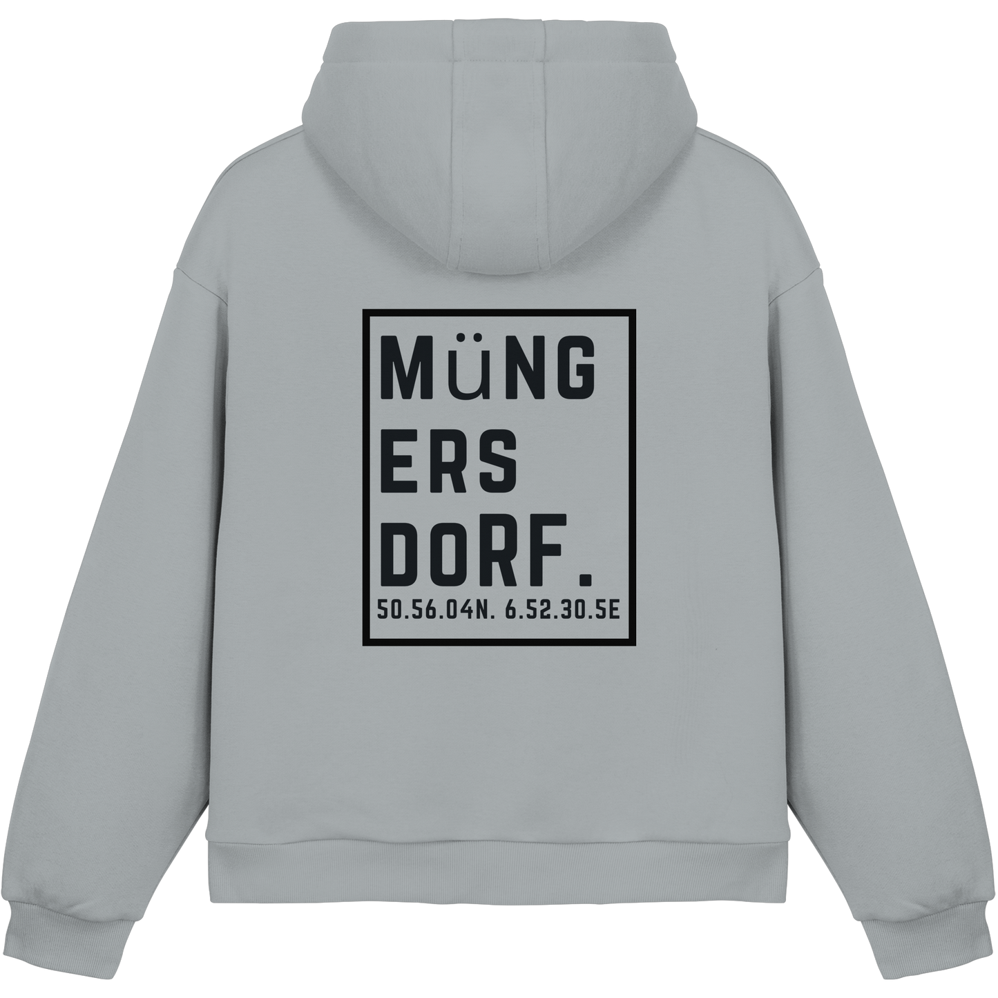 Müngersdorf Koordinaten (großer Druck auf dem Rücken) - Fluffy Boxcut Hoodie