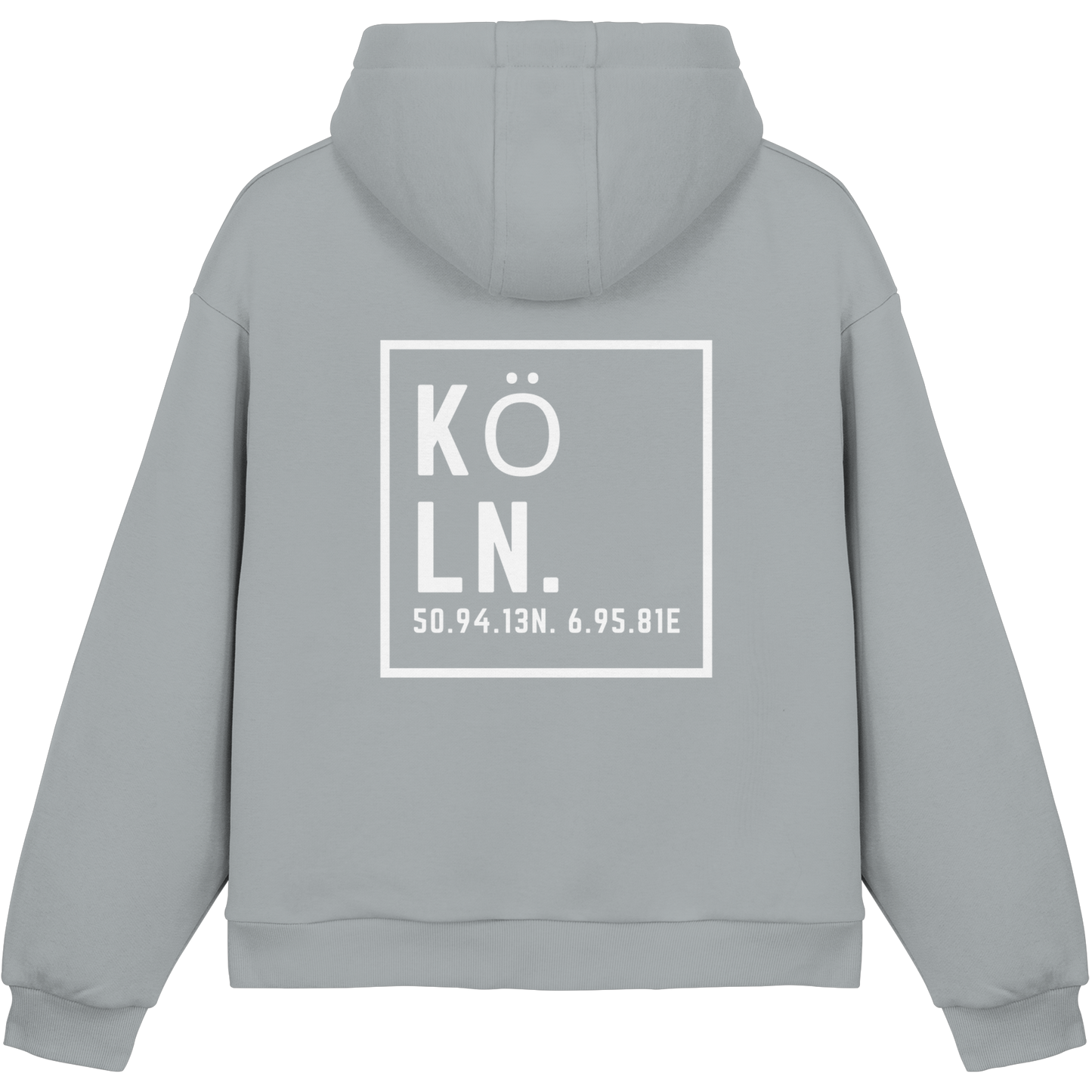 Köln Koordinaten (großer Druck auf dem Rücken) - Fluffy Boxcut Hoodie