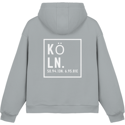 Köln Koordinaten (großer Druck auf dem Rücken) - Fluffy Boxcut Hoodie