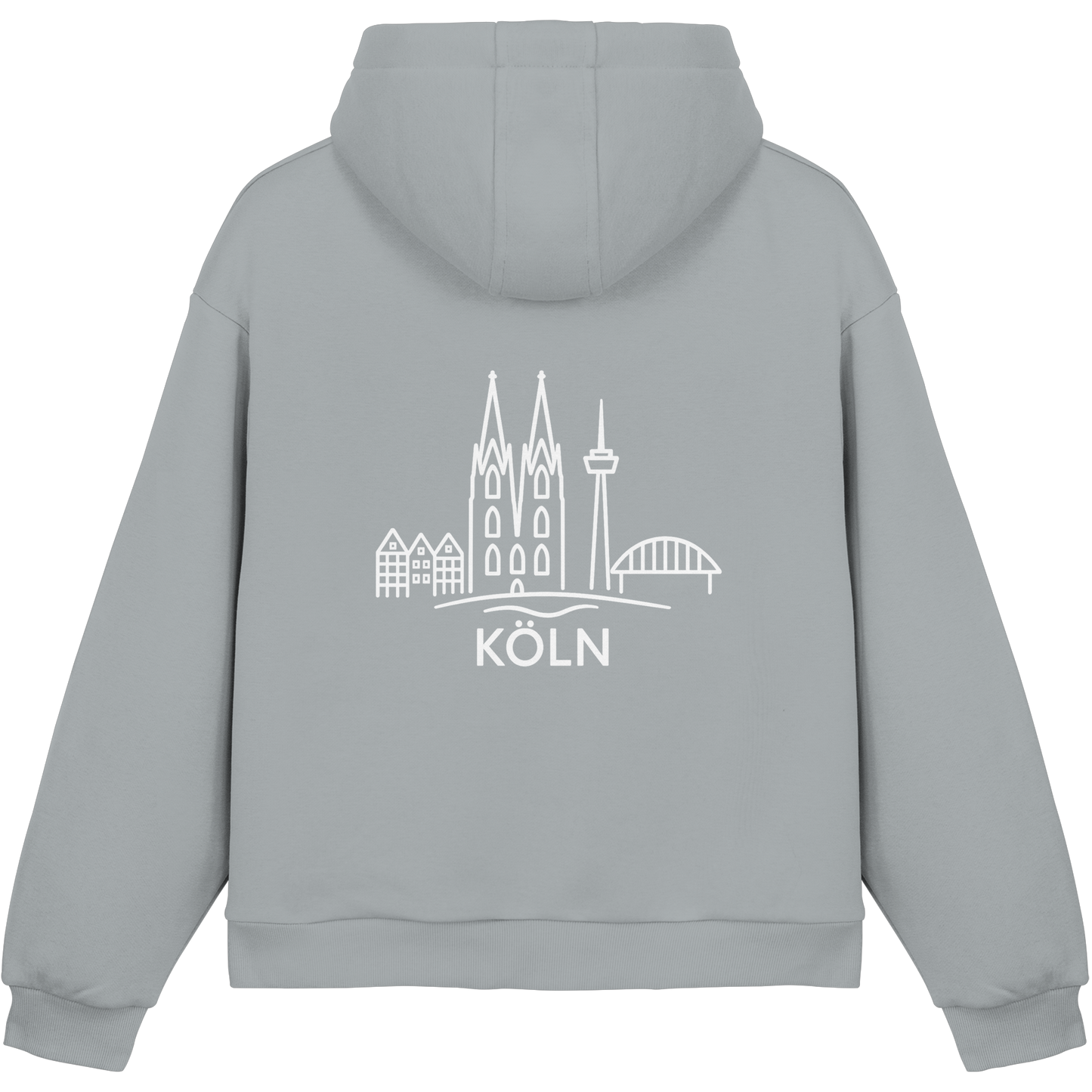 Köln Skyline (großer Druck auf dem Rücken) - Fluffy Boxcut Hoodie