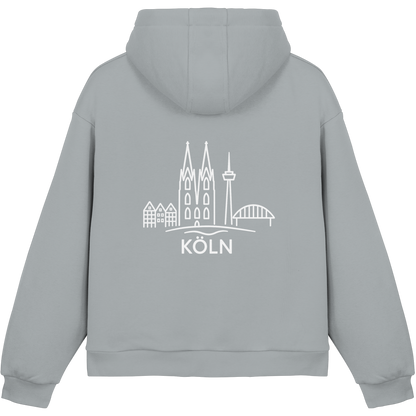 Köln Skyline (großer Druck auf dem Rücken) - Fluffy Boxcut Hoodie