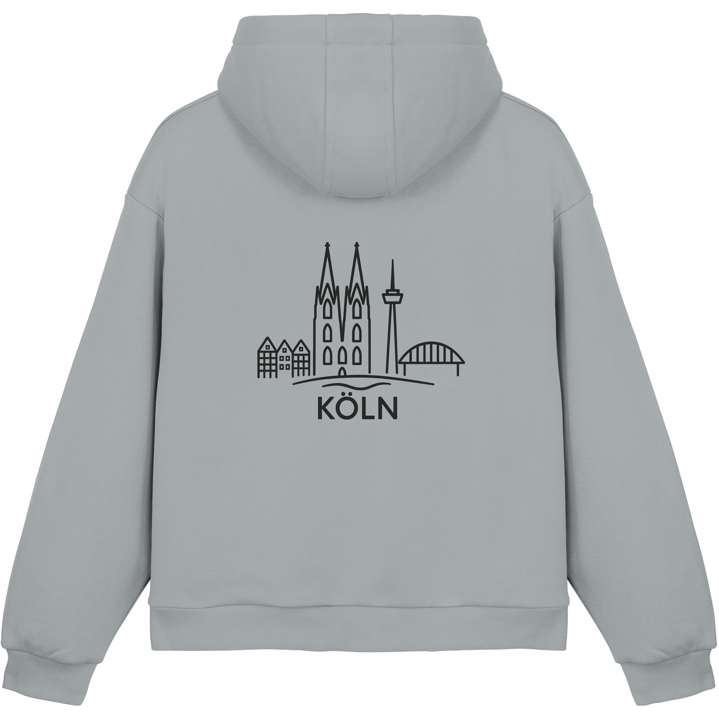 Köln Skyline (großer Druck auf dem Rücken) - Fluffy Boxcut Hoodie