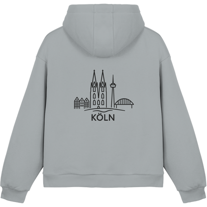 Köln Skyline (großer Druck auf dem Rücken) - Fluffy Boxcut Hoodie
