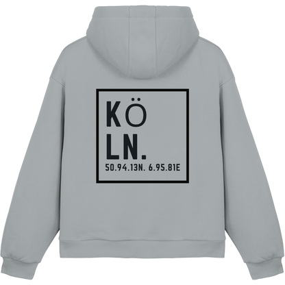Köln Koordinaten (großer Druck auf dem Rücken) - Fluffy Boxcut Hoodie