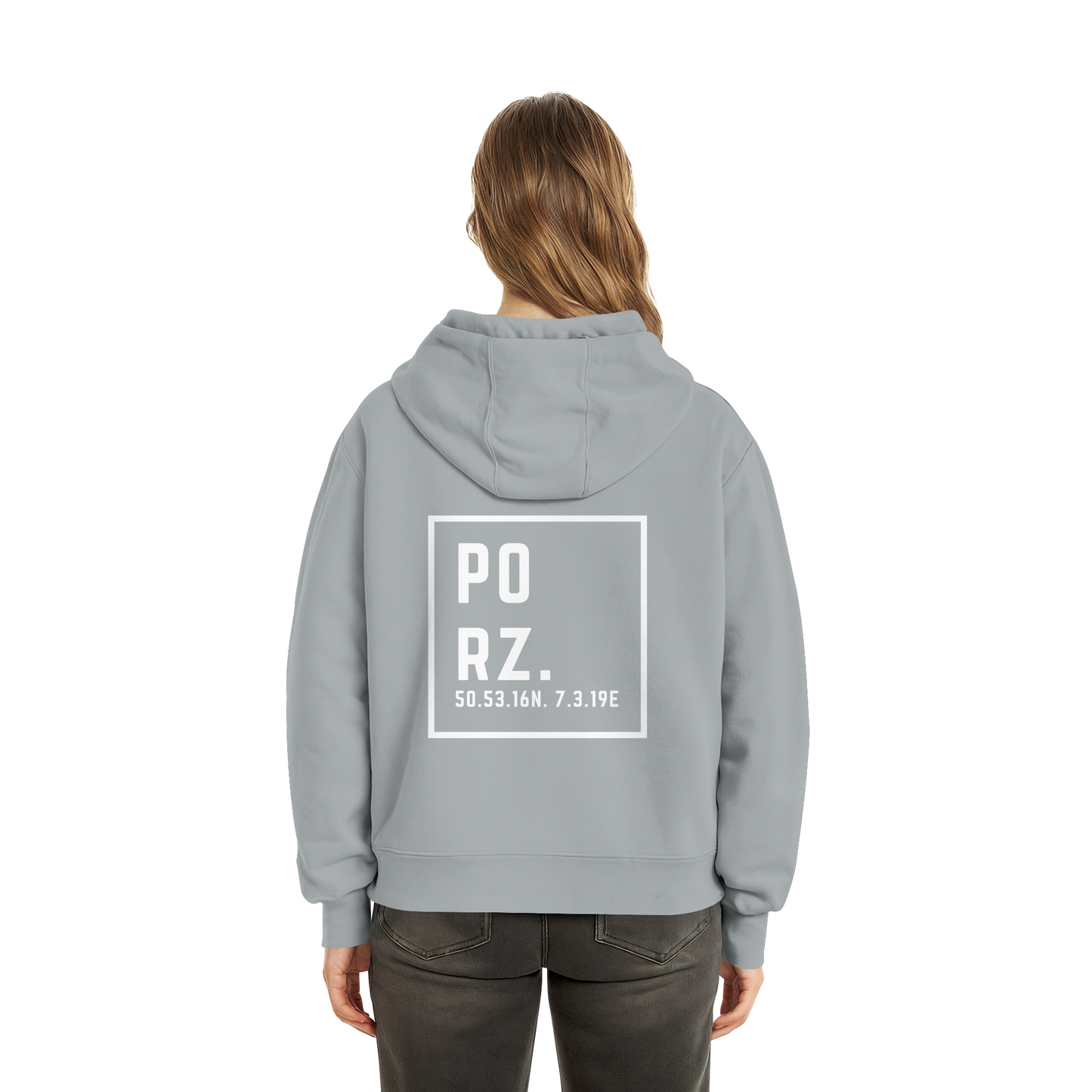 Porz Koordinaten (großer Druck Rücken) - Fluffy Boxcut Hoodie