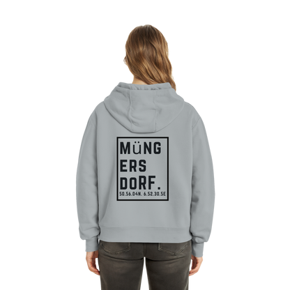 Müngersdorf Koordinaten (großer Druck auf dem Rücken) - Fluffy Boxcut Hoodie