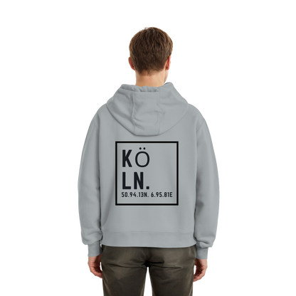 Köln Koordinaten (großer Druck auf dem Rücken) - Fluffy Boxcut Hoodie