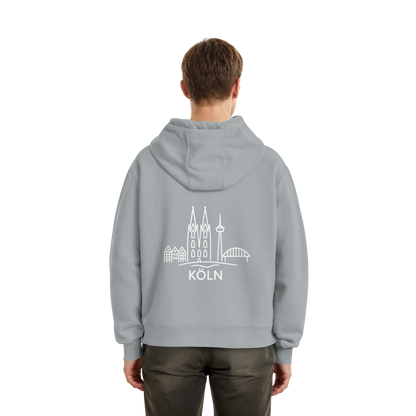 Köln Skyline (großer Druck auf dem Rücken) - Fluffy Boxcut Hoodie
