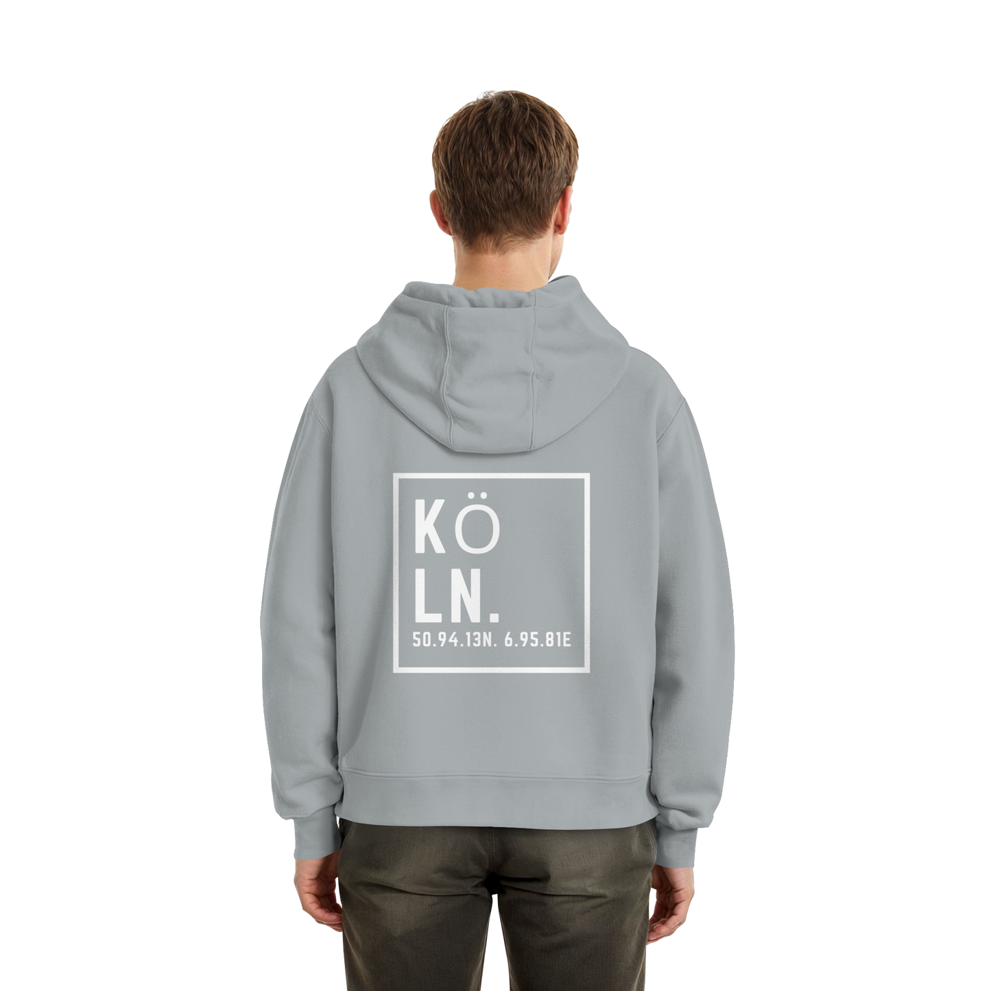 Köln Koordinaten (großer Druck auf dem Rücken) - Fluffy Boxcut Hoodie