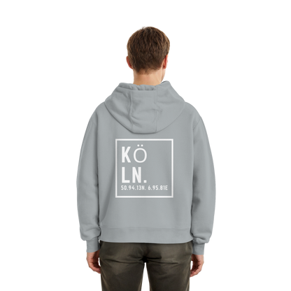 Köln Koordinaten (großer Druck auf dem Rücken) - Fluffy Boxcut Hoodie