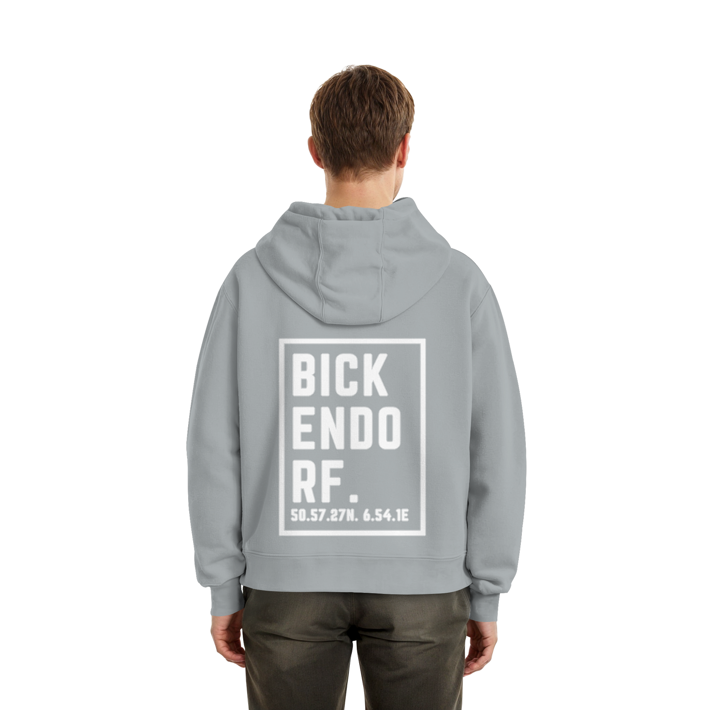 Bickendorf Koordinaten (großer Druck auf dem Rücken) - Fluffy Boxcut Hoodie