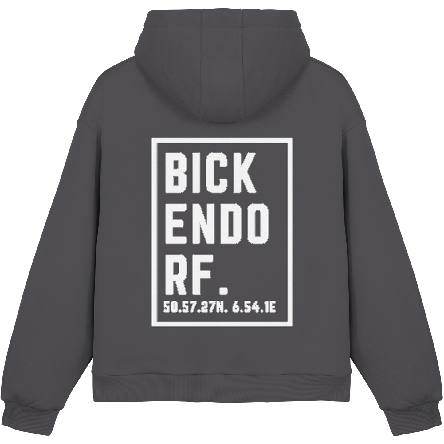 Bickendorf Koordinaten (großer Druck auf dem Rücken) - Fluffy Boxcut Hoodie