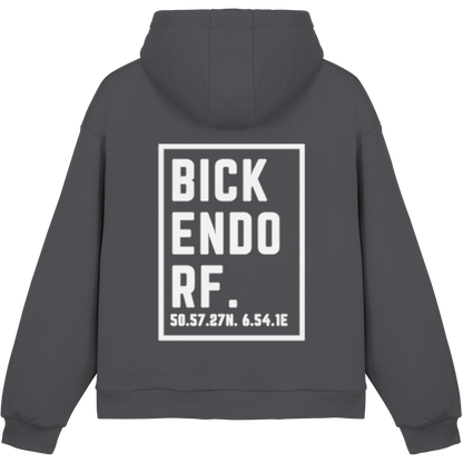 Bickendorf Koordinaten (großer Druck auf dem Rücken) - Fluffy Boxcut Hoodie