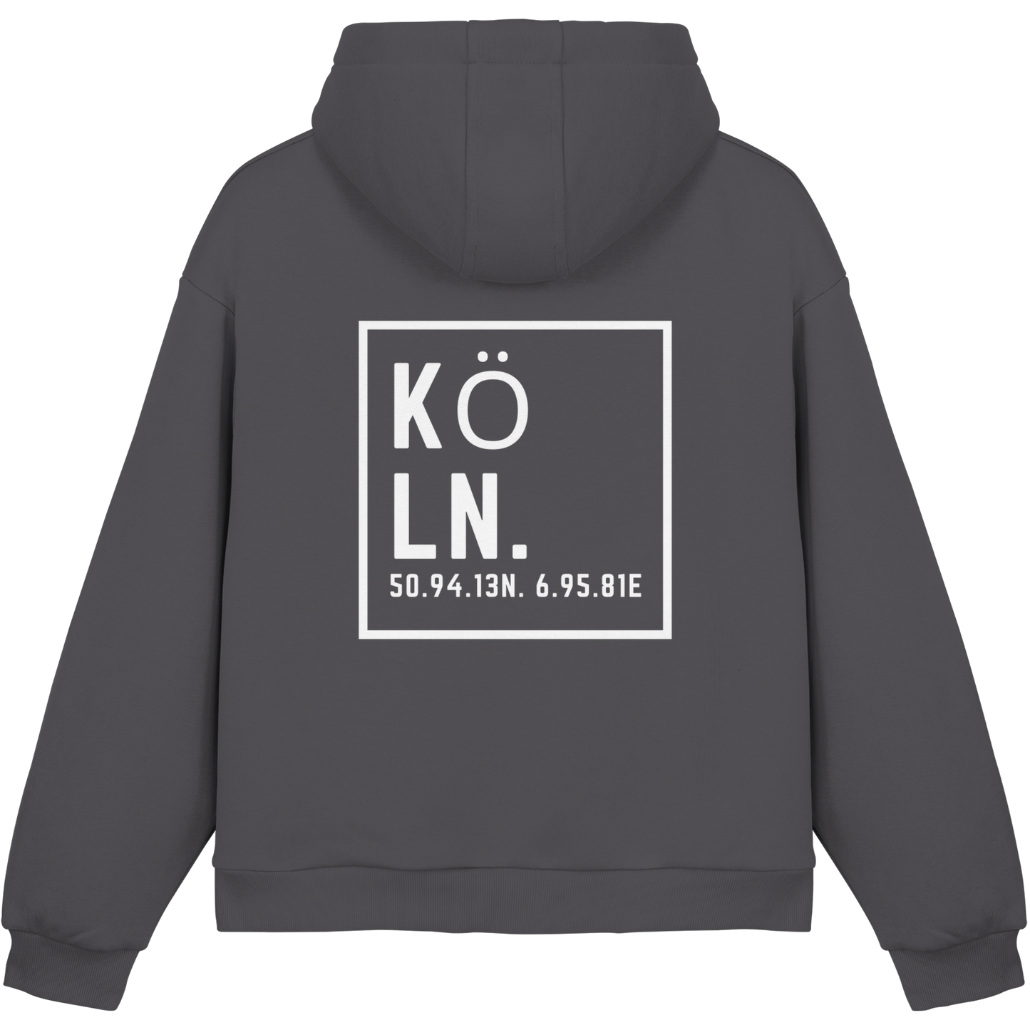 Köln Koordinaten (großer Druck auf dem Rücken) - Fluffy Boxcut Hoodie