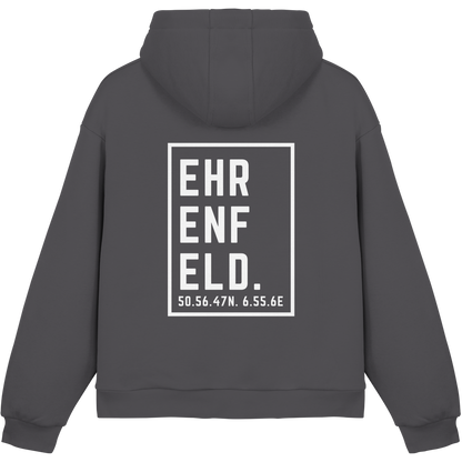 Ehrenfeld Koordinaten (großer Druck auf dem Rücken) - Fluffy Boxcut Hoodie