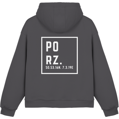 Porz Koordinaten (großer Druck Rücken) - Fluffy Boxcut Hoodie