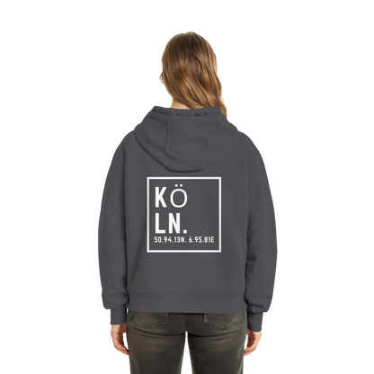 Köln Koordinaten (großer Druck auf dem Rücken) - Fluffy Boxcut Hoodie