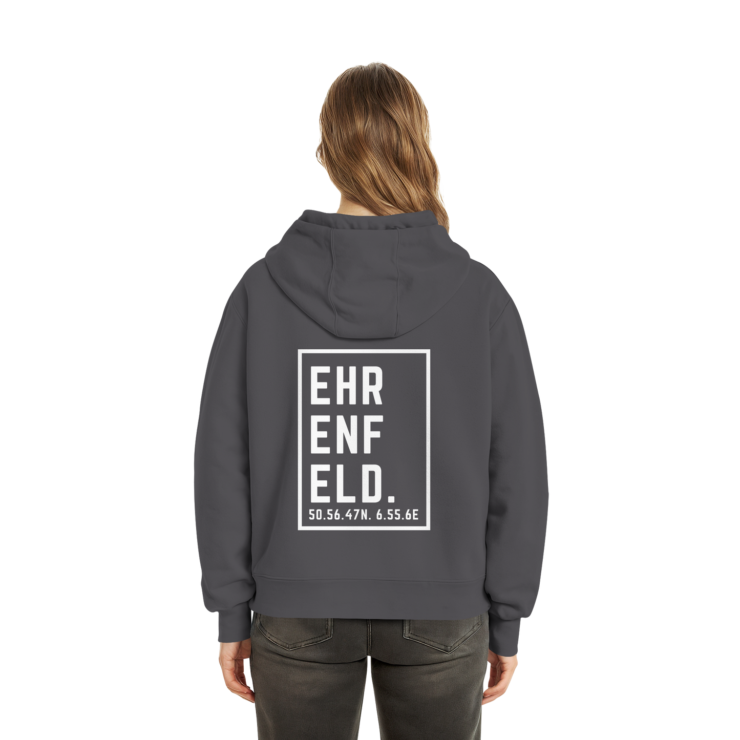 Ehrenfeld Koordinaten (großer Druck auf dem Rücken) - Fluffy Boxcut Hoodie
