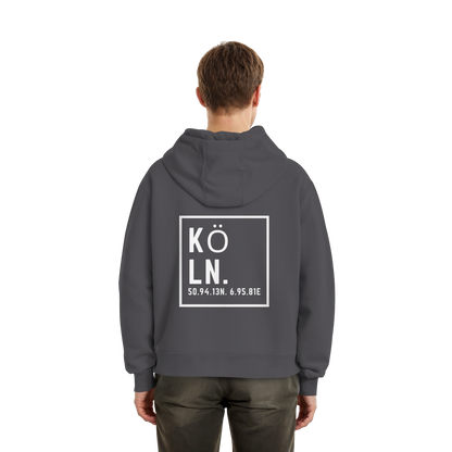 Köln Koordinaten (großer Druck auf dem Rücken) - Fluffy Boxcut Hoodie