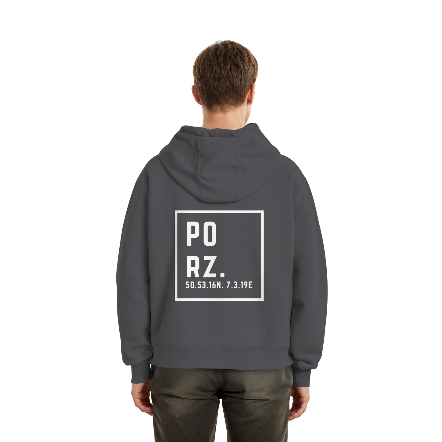 Porz Koordinaten (großer Druck Rücken) - Fluffy Boxcut Hoodie