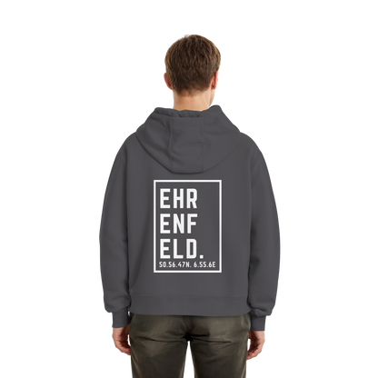 Ehrenfeld Koordinaten (großer Druck auf dem Rücken) - Fluffy Boxcut Hoodie