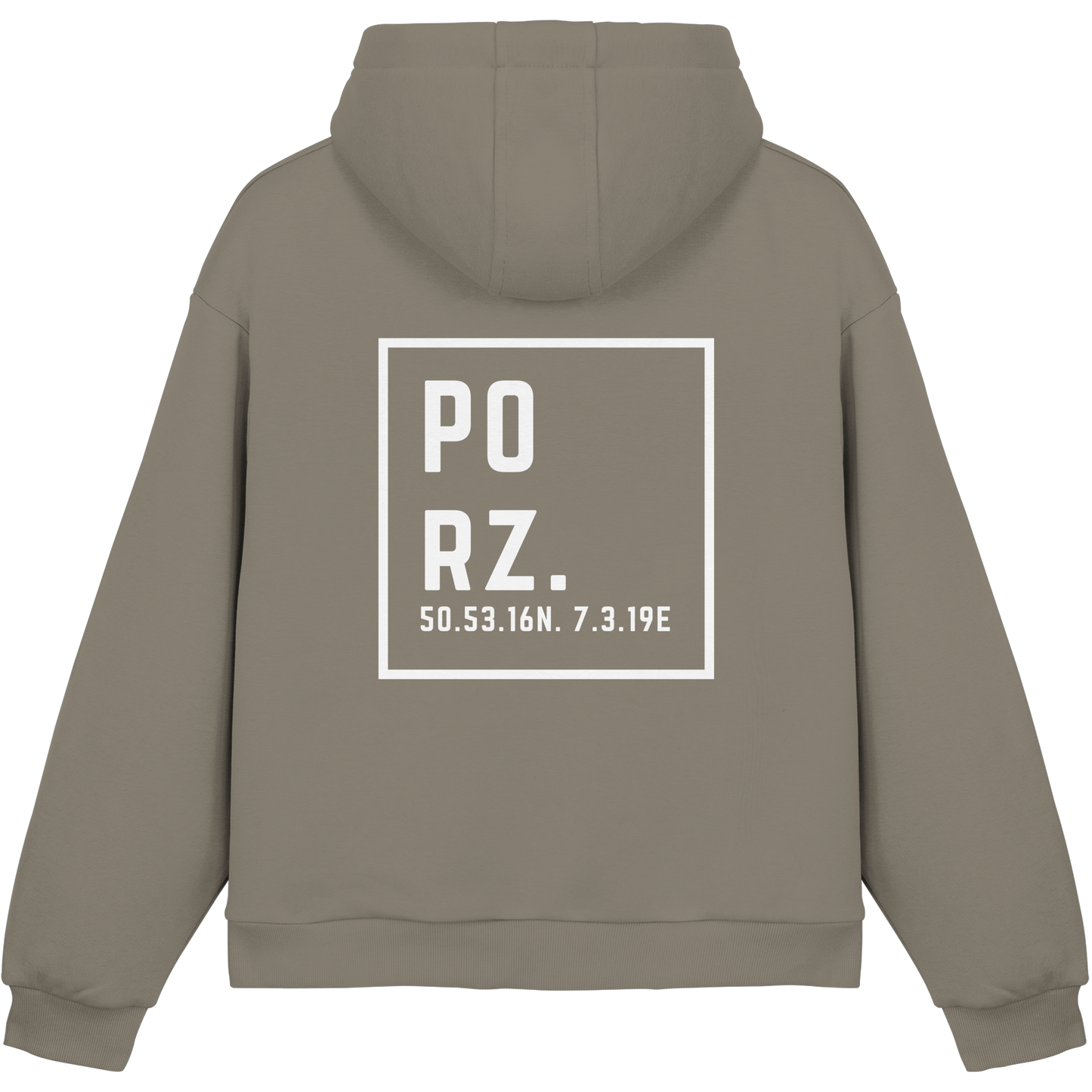 Porz Koordinaten (großer Druck Rücken) - Fluffy Boxcut Hoodie