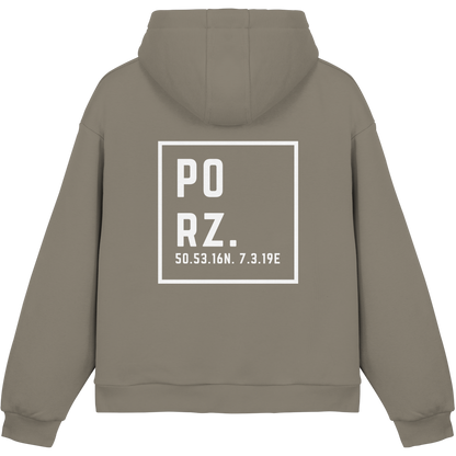Porz Koordinaten (großer Druck Rücken) - Fluffy Boxcut Hoodie