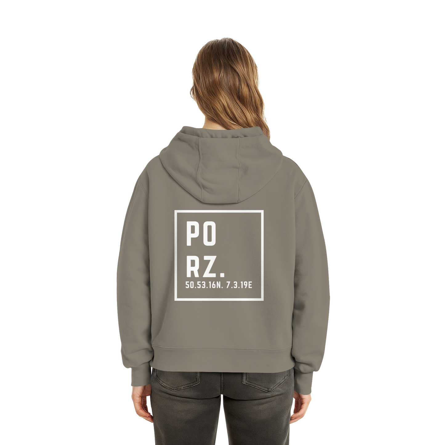 Porz Koordinaten (großer Druck Rücken) - Fluffy Boxcut Hoodie